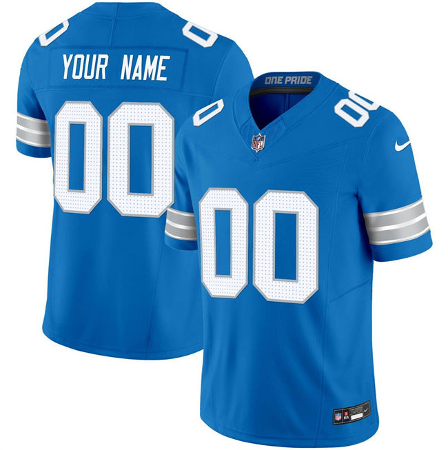 Men's Detroit Lions Active Player Custom Blue 2024 F.U.S.E. Vapor Limited Football Stitched Jersey